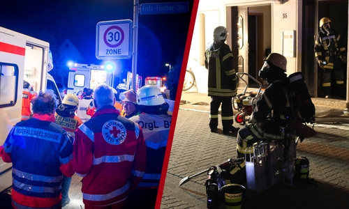 Zahlreiche Rettungswagen rückten zu dem Feuer in der Fritz-Fischer-Straße an. Atemschutzgeräteträger der Feuerwehr Wolfenbüttel mussten sich durch starken schwarzen Rauch kämpfen. Fotos/Video: Werner Heise