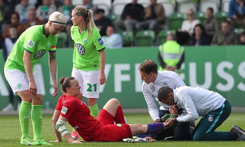 Verletzte sich beim Kantersieg der deutschen Nationalmannschaft gegen Slowenien: Almuth Schult. Foto: Agentur Hübner