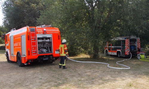 Die Einsatzkräfte bei den Löscharbeiten. Foto: Feuerwehr Braunschweig