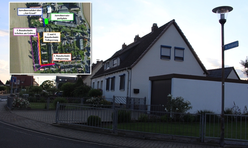 Aufgrund der Bauarbeiten kommt es zu Verkehrseinschränkungen, auch für Anwohner. Fotos/Karte: Nick Wenkel/maps4news.com