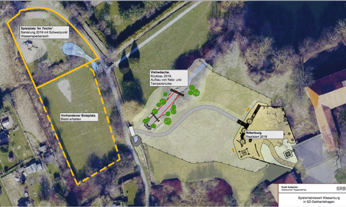 Die Arbeiten am Ritterburgspielplatz in unmittelbarer Nachbarschaft zur historischen Wasserburg sind abgeschlossen. Quelle: Stadt Salzgitter
