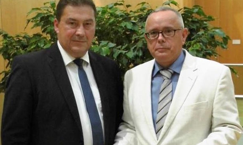 Uwe Lagosky (l.) und Andreas Meißler anläßlich ihres "Berliner Dialoges" im Parlamentsgebäude. Foto: Meißler 