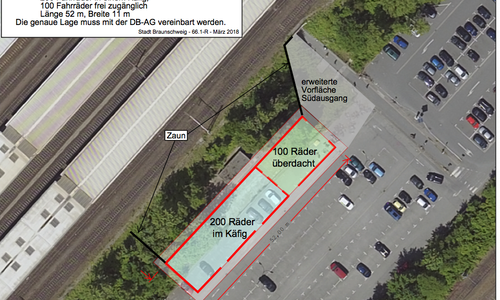 Geplante Fahrradabstellanlagen am Hauptbahnhof. BS Plan: Stadt Braunschweig