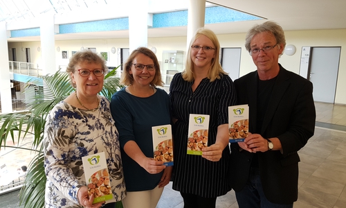 Karin Fouckhardt-Hentschel (Erziehungsberatung Stadt Wolfsburg; v.l.), Dr. Jennifer Siemann (Sozialpsychiatrischen Dienst Stadt Wolfsburg), Sabrina Konn (ehemalige Patin eines "Kleinen Angehörigen") und Reinhard Rodemann (Leitung Erziehungsberatung Wolfsburg) suchen neue Paten für die "Kleinen Angehörigen". Foto: Stadt Wolfsburg