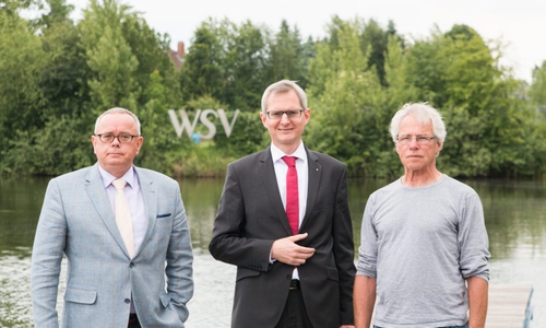 Andreas Meißler (Pressesprecher WSV 21), Meik Rahmsdorf (BLSK), Jürgen Basler (WSV 21). Foto: Jens Bartels
