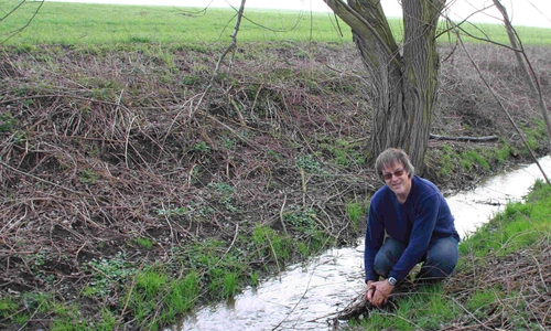 Lutz Seifert bei der Herstellung des ordnungsgemäßen Ablaufs des Gewässers Rottebeek. Foto: Ortsverband Elm Asse Fallstein von Bündnis 90 und Die Grünen