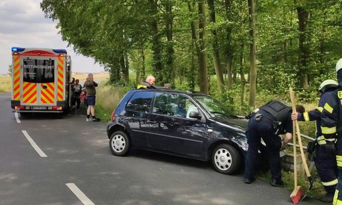Das Fahrzeug erlitt einen Totalschaden. Fotos: Feuerwehr Essenrode