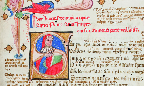 Juvenal, Initiale mit Bild des Autors, Vicenza, 14. Jh. Foto: HAB