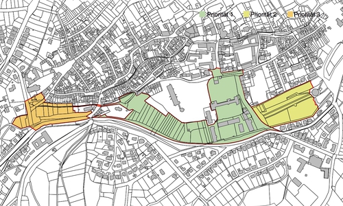 Das Sanierungsgebiet wurde in drei verschiedene Prioritäten eingeteilt. Grafik: Stadt Goslar