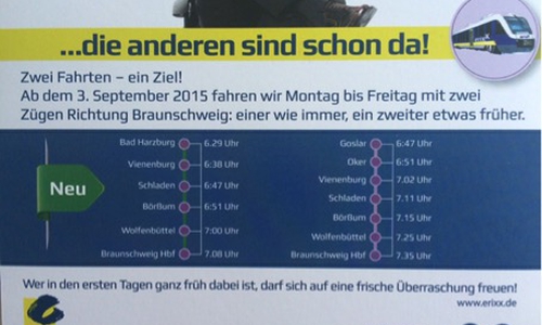 Fahrplananpassung auf der Eisenbahnlinie RB 42/43. Foto: Privat