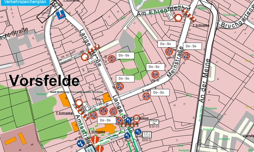 Für das Eberfest wir in Vorfelde die Verkehrsführung in mehreren Straßenzügen geändert. Grafik: Stadt Wolfsburg