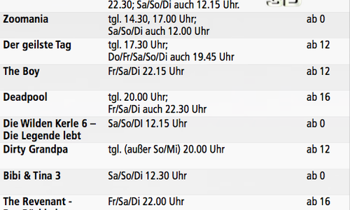 Kinoprogramm vom 3. bis 9. März. Foto: Privat