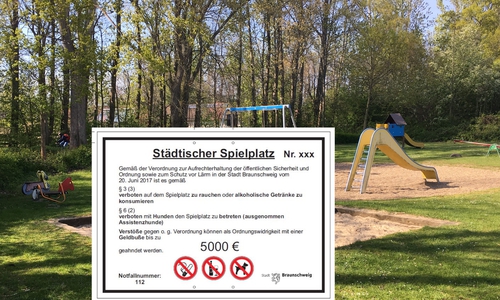 Die Braunschweiger Spiel- und Bolzplätze werden neu ausgeschildert. Foto/Grafik: Alexander Dontscheff/Stadt Braunschweig