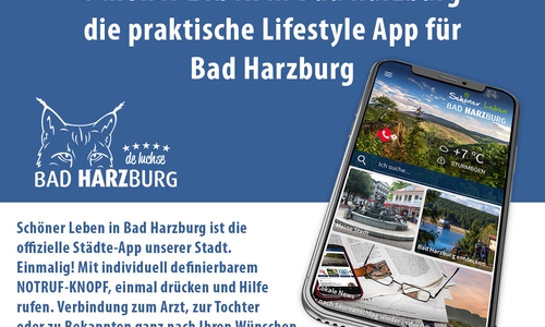 Praktische Lifestyle-App für Touristen in Bad Harzburg. Plakat: Kur-, Tourismus- und Wirtschaftsbetriebe der Stadt Bad Harzburg GmbH