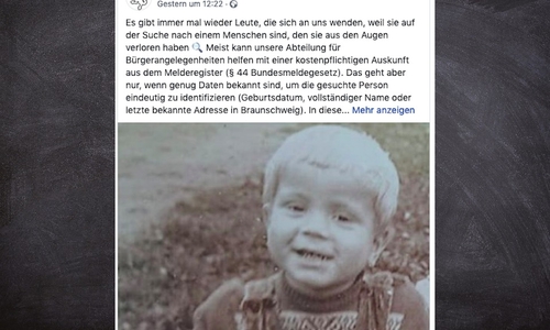 So sah Bernhard als Kind aus. In einem Post auf ihrer Facebookseite sucht die Stadt Braunschweig nach Bernhard. Foto: Facebook/Stadt Braunschweig