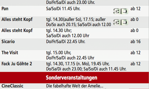 Kinoprogramm vom 22. bis 28. Oktober. Foto: Screenshot CineStar