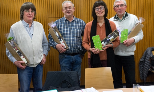Foto: Die Jubilare 2018 des Kreisverbandes Helmstedts. Von links nach rechts: Bernhard Rosilius, Jörn Riegel, Sybille Mattfeldt-Kloth und Harald Zängerling. Es fehlen: Elisabeth Illich-Fricke, Klaus Weihe und Heike Meyerhoff.