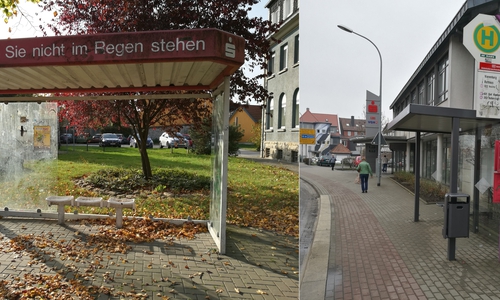 Aus alt mach neu: Buswartehäuschen Vienenburg, Rathaus Richtung Wiedelah. Fotos: Stadt Goslar