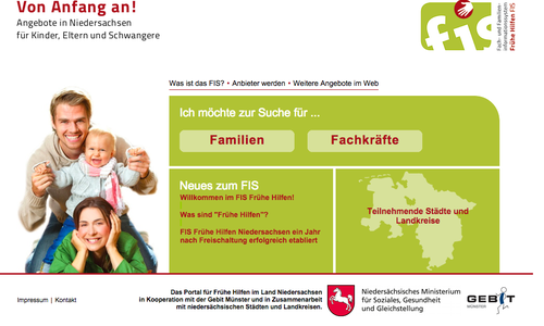 Im Internet über das Elterndasein informieren. Foto: Screenshot Portal Frühe Hilfen
