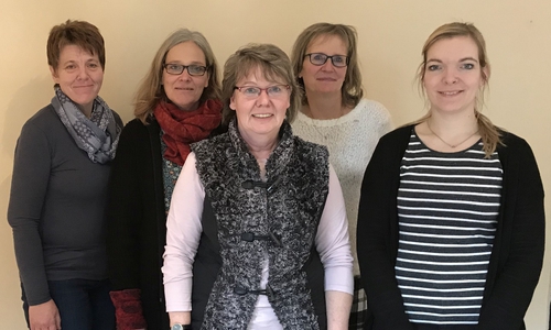 Marion Köchy (Stadtteilnetzwerk), Nicole Schröder (Grundschule am Geitelplatz), Eva Birthler,(Ökum. Familienzentrum), Barbara Gabriel (WoBau) | Susanne Pensler (Ulme). Foto: Stadtteilnetzwerk Nord-Ost