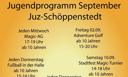 Das Jugendzentrum Schöppenstedt zeigt das Programm für den September. Foto: Jugendzentrum Schöppenstedt