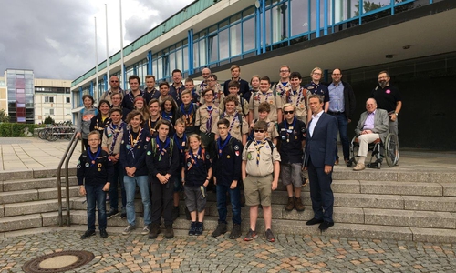 Die "Boy Scouts of America” wurden von Oberbürgermeister Klaus Mohrs im Rathaus empfangen. Foto: Stadt Wolfsburg

