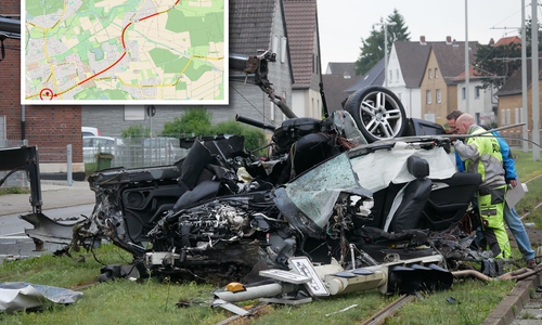 Vom gestohlenen Auto blieb nur noch ein Trümmerhaufen. Foto: Alexander Panknin