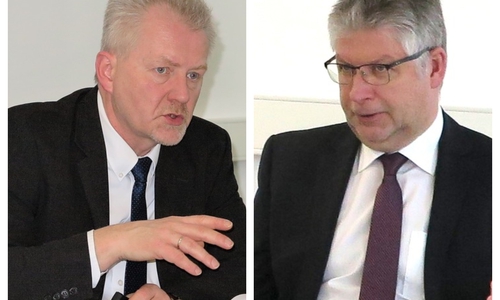 Uwe Lietzau (li.) und Axel Werner präsentierten die Kriminalitätsstatistik für das Jahr 2018. Fotos: Polizei Braunschweig