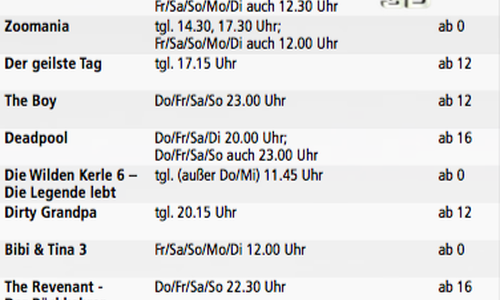 Kinoprogramm vom 24. bis 30. März. Foto: Privat