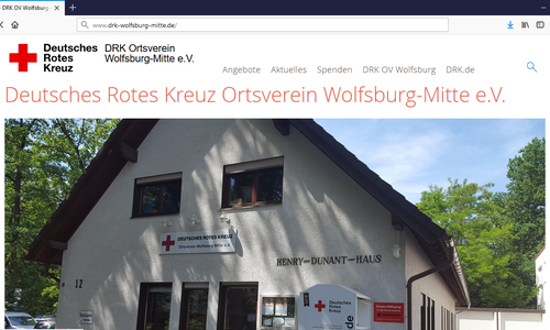 Unter der Adresse www.drk-wolfsburg-mitte.de präsentiert sich der Ortsverein in zeitgemäßem Outfit. Screenshot: DRK