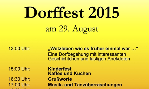 Die Gemeinde Hedeper lädt zum Dorffest 2015 im Ortsteil Wetzleben ein. Foto: Privat