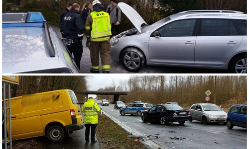 Nach dem Brand eines Wagens kümmerte sich die Feuerwehr um einen Verkehrsunfall an der Auffahrt zur A395. Foto: Feuerwehr Wolfenbüttel