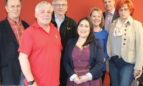 Von links: Harald Koch, Thomas Klusmann, Achim Eichenlaub, Paula Neubauer, Susanne Rudolph, Gemeindebürgermeister Detlef Kaatz, Vorsitzende Schulausschuss Ute Baars. Foto: Privat