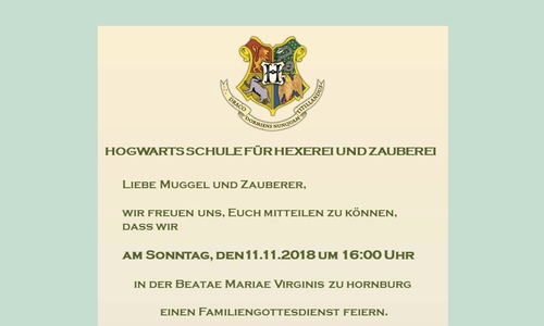 Die ev.-luth. Kirchengemeinde Hornburg/Isingerode lädt alle kleinen und großen Harry Potter Fans herzlich zu einem besonderen Gottesdienst ein. Quelle: Kirche Hornburg