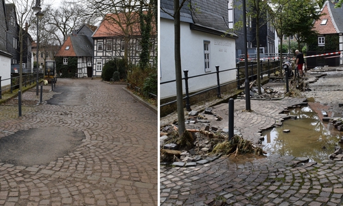  Der direkte Vergleich zeigt: Der Moritz-von-Sachsen-Platz ist – anders als nach dem Hochwasser – keine Stolperfalle mehr.