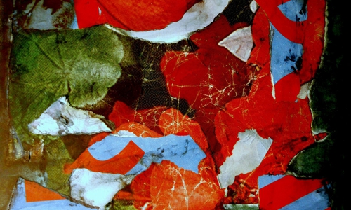 „Fragment“ heißt diese Acrylmalerei über Collage/Leinwand von Hans Manhart. Foto: Hans Manhart