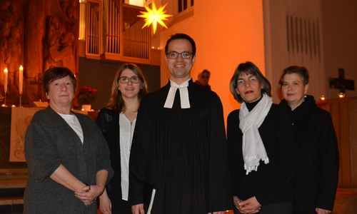 Das Gottesdienstteam: Christina Tschirch, Svenja Felka, Julian Bergau, Monika Drösemeyer und Susanne Grobe (v. li.). Fotos: Evangelisch-Lutherischer Kirchenkreis Peine