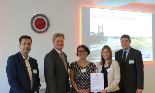 Elmar Kunz (ghh consult), Joachim Schingale (Geschäftsführer der WMG), Kristine Honig (Tourismuszukunft), Tamara Lau (TourismusMarketing Niedersachsen GmbH), Christoph Kaufmann (Abteilungsleiter Tourismusvertrieb der WMG). Foto: WMG

 