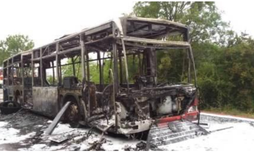 Vom Bus ist nicht viel übrig geblieben. Foto: Polizei Harz