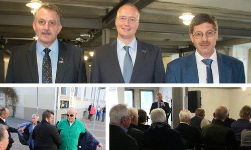 Luden zum Bürgerdialog: (v.l.) der AfD-Stadtrats- und Kreistagsabgeordnete Klaus-Dieter Heid, der stellvertretende niedersächsische AfD-Landesvorsitzende Jörn König und AfD-Kreisvorsitzender Jürgen Pastewsky. Die Besucher wurden zuvor per Leibesvisitation durchsucht. Fotos/Audio-Mitschnitte: Werner Heise