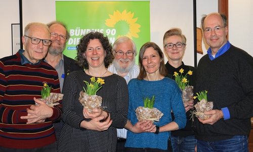 Von links: Pieter K.G. Welge, Ehrhard Dette, Ghalia El Boustami, Michael Ratzkowsky, Ulrike Siemens, Ulrike Krause, Michael Haas. Foto: Grüne