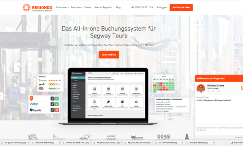 Das Online-Buchungsportal Regiondo. Screenshot: Jonas Walter
