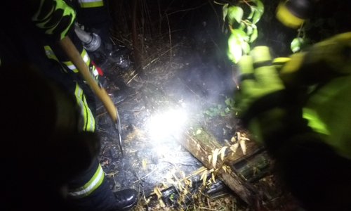 Die Einsatzstelle musste ausgeleuchtet werden. Fotos: Presseteam Gemeindefeuerwehr Lehre