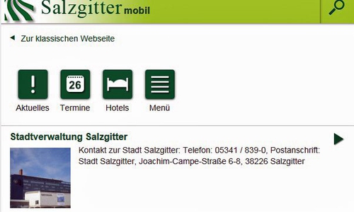 So sieht die mobile Ansicht der Seite aus. Foto: Stadt Salzgitter