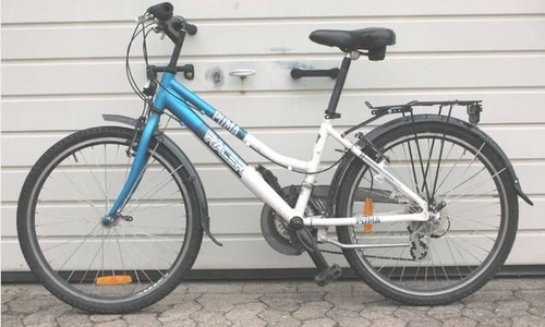 Damenfahrrad Racer Puma, blau/weiß. Fotos: Polizei