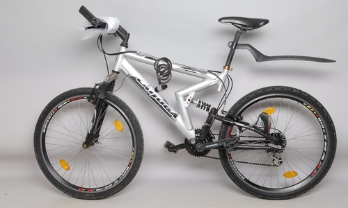 Das weiße Mountain-Bike mit einer speziellen Federung am Sattelrohr ist eines der aufgefundenen Räder. Foto: Polizei