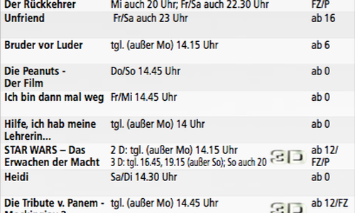 Kinoprogramm vom 21. bis 27. Januar. Foto: Screenshot CineStar