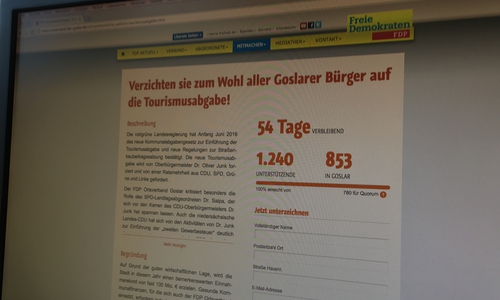 Noch bis zum 11. März läuft  die Online-Petition gegen die Tourismusabgabe in Goslar. Foto: Eva Sorembik