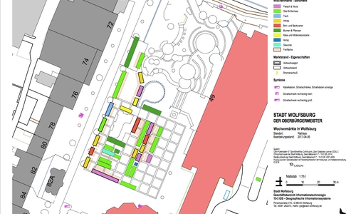 Der neue Stellplan des Wochenmarktes: Grafik: Stadt Wolfsburg