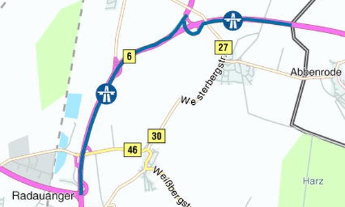 Ab dem Dreieck Vienenburg sollen aus der B 6 die Autobahnen A 36 (Richtung Sachsen-Anhalt) und A 396 (Richtung Bad Harzburg) werden. Karte: maps4news.com/©HERE